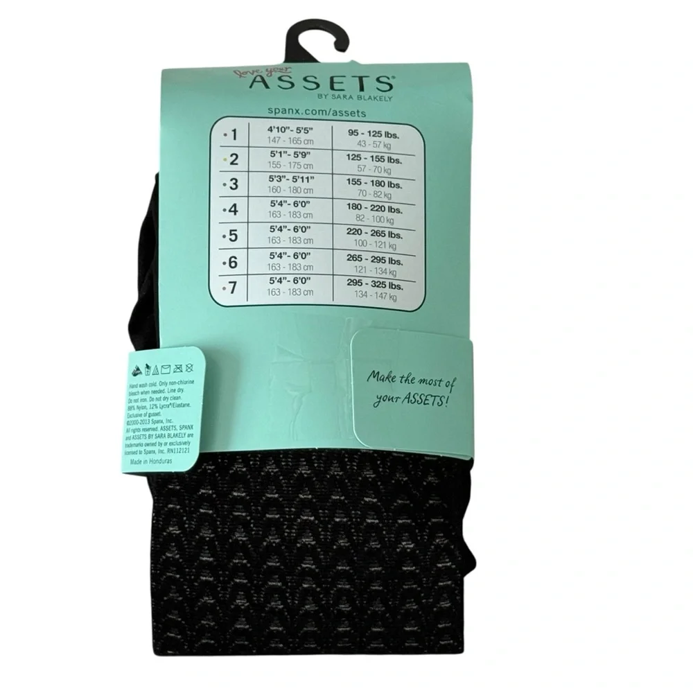 Assets By Sara Blakely Shaping Tights Size 3 Elegant Black Patterned Tights New